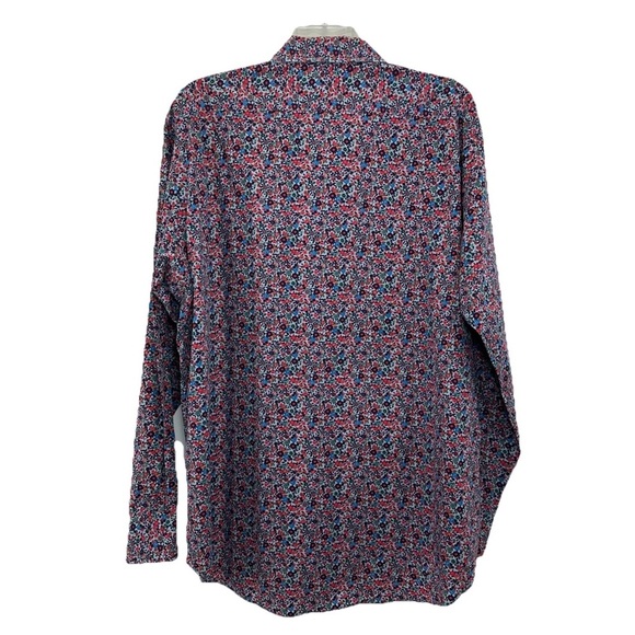 Thomas Dean Multicolored Floral Dress Shirt Mens 2XLT Tall Flip Cuff Long Sleeve - Picture 3 of 8